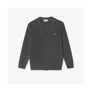 LACOSTE 라코스테 여성 방모 브이넥 가디건 [차콜그레이]