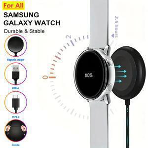 삼성 Galaxy Watch 용 무선 충전기 시계 3 4 5 6 7 8 Pro Active 2 휴대용 USB 유형 C PD 케이블 고속 충전 도킹 스테이션