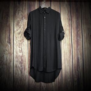 XS-5XL 남성 중간 길이 커플 캐주얼 셔츠 streetwear 패션 한국어 버전 청소년 캠퍼스 긴 소매 케이프 망토 셔츠 남성복