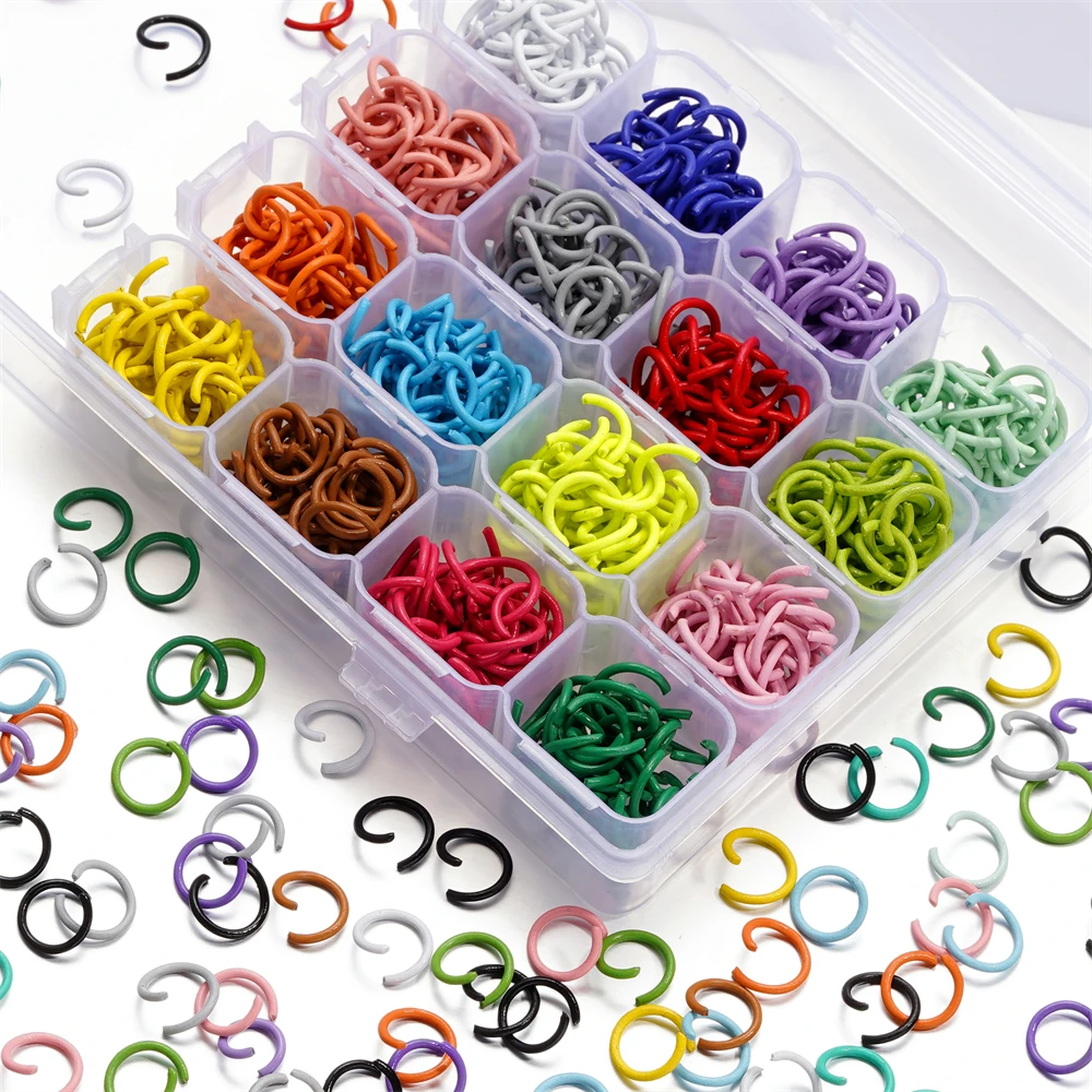 100 개/몫 1.2x8mm 다채로운 금속 점프 반지 초커 목걸이에 대 한 분할 링 커넥터를 엽니 다 팔찌 체인 Maille 쥬얼리 만들기