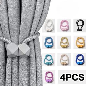 강력한 자석 두꺼운 로프 디자인의 커튼 타이백 4개 침실 거실 주방용 내구성 있는 플라스틱 홈 데코 액세서리