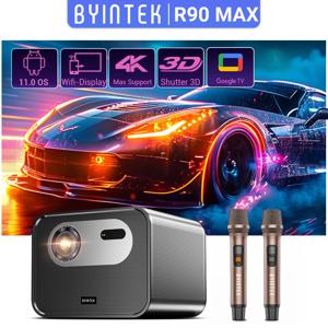 BYINTEK R90 Max 풀 HD 1080P 프로젝터 4K DLP 2200 ANSI 루멘 안드로이드 TV 11.0 3D 4K 지원 스마트 홈 시어터 프로젝터