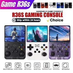 컴팩트 레트로 게임기 R36S 휴대용 콘솔 3.5인치 IPS 화면 리눅스 시스템 64GB/128GB 내장 스토리지 수천가지 게임 지원