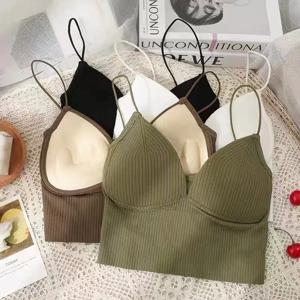여성 섹시 크롭 탑 브래지어 튜브 탑 여성 streetwear 민소매 원활한 스포츠 브래지어 자르기 camis 탑 티 bandeau 탑 기본 탱크