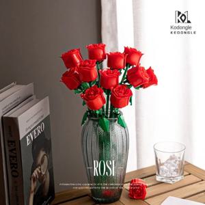 발렌타인 데이 로즈 빌딩 블록 불멸의 꽃다발 퍼즐 퍼즐 조각 장난감 장난감 선물 장식
