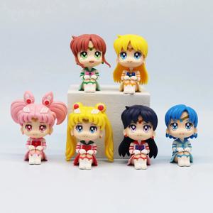 선원 문 애니메이션 피규어 Q 버전 카와이 선원 화성 목성 수성 금성 액션 피규어 PVC 컬렉션 모델 인형 장난감 어린이를위한