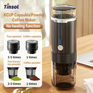 TINSOL 휴대용 커피 메이커 전기 캡슐 그라인드 커피 브루어는 분쇄 커피 및 KCUP 캡슐 커피 캡슐에 적합합니다.