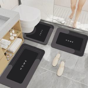 3피스 규조토 욕실 매트 세트 - 초흡수성 1000GS 논슬립 러그 - 속건성 직사각형 바닥 매트