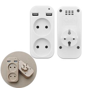 EU 플러그 변환 플러그 2 개의 USB 충전기가있는 다기능 소켓 익스텐더 가정용/사무실 범용 소켓 용 멀티 콘센트 어댑터