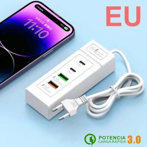 USB 충전기 고속 충전 4포트 타입 C 휴대폰 충전기 벽면 어댑터 (아이폰 15 14 삼성 샤오미 14 화웨이 QC3.0 전원 어댑터)