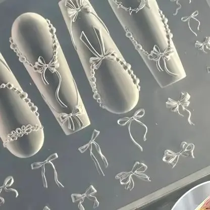 리본 비즈 체인 3D 아크릴 몰드 네일 아트 데코 DIY 디자인 실리콘 네일 아트 몰드 템플릿 네일 참 장식용