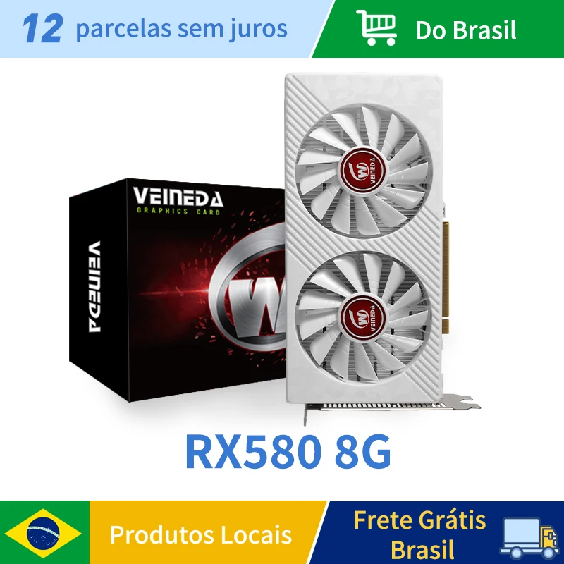 Veineda AMD Radeon 리퍼비시드용 PC 게이밍 비디오 카드, 데스크탑 게임 비디오 카드, RX580, 8GB DDR5 GPU rx 580, 8GB