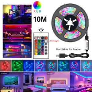 USB 2835 LED 스트립 조명, RGB 리모컨 조명, 유연한 램프 테이프, 리본 TV 데스크탑 화면 백라이트 다이오드 테이프, 10M