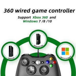 Xbox 360 유선 게임 컨트롤러 USB 유선 조이스틱 게임패드 (마이크로소프트 Xbox 360, PC Windows 7, 8, 10용, 듀얼 진동 터보 기능 포함)