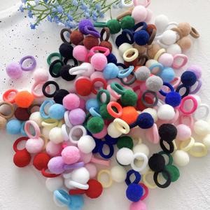 10pcs 어린이 탄성 헤어 밴드 소녀 플러시 공 고무 밴드 어린이 과자 Scrunchie 헤어 넥타이 클립 아기 헤어 액세서리