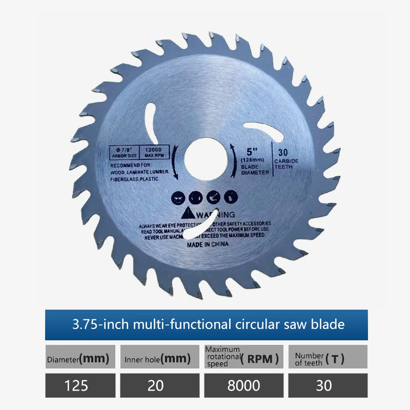 125mm 5 인치 원형 톱 블레이드 30 치아 초경 목재 절단 디스크 목공 용 20mm 보어