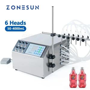 ZONESUN 6 노즐 반자동 망고 주스 우유 물병 필러 음료 액체 다이어프램 펌프 충전 기계