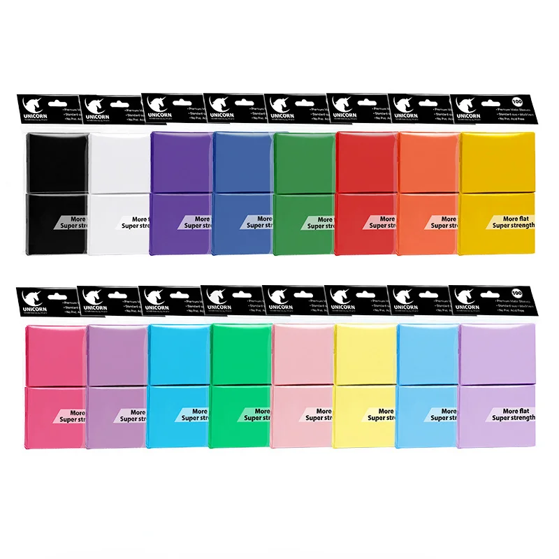 100PCS 매트 표준 크기 카드 슬리브 TCG 트레이딩 카드 타로 쉴드 보드 게임용 수호자 마법 커버 PKM 66x91mm