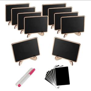 이젤 스탠드가있는 10pcs 칠판 표지판 결혼식을위한 작은 칠판 칠판 메시지 칠판 슬레이트