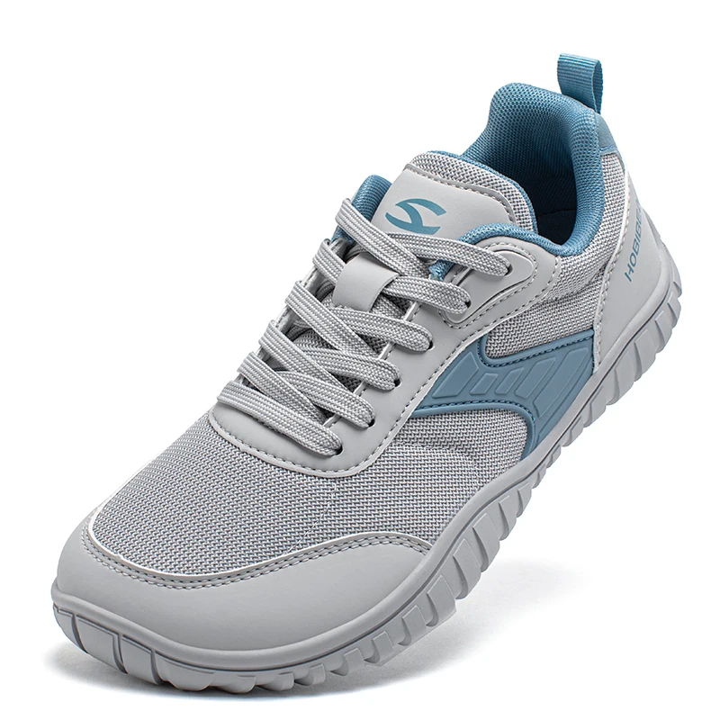 HOBIBEAR 미니멀리스트 와이드 발가락 신발 남성 여성 인공 가죽 러닝 스니커즈 레이스 업 경량 통기성 운동화