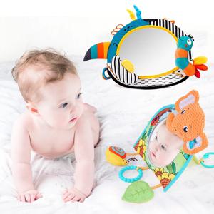아기 거울 카시트 장난감, 뒷좌석 치발기 및 크링클 페이퍼, 재미있는 여행용 유아 배밀이 시간 장난감, 신생아 선물용 아기 카시트 장난감