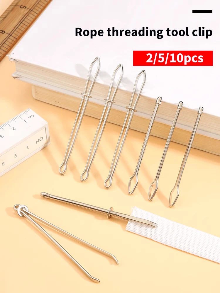 2/3/5/10pcs 스테인레스 스틸 의류 클립 바느질 DIY 도구 탄성 밴드 테이프 펀치 크로스 스티치 스레더 착용 로프 탄성 클램프