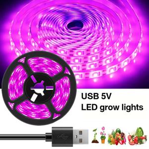 USB 전원 공급 장치 전체 스펙트럼 보라색 식물 램프 벨트 식물 꽃과 채소 성장 촉진, 휴대용 및 설치가 용이함