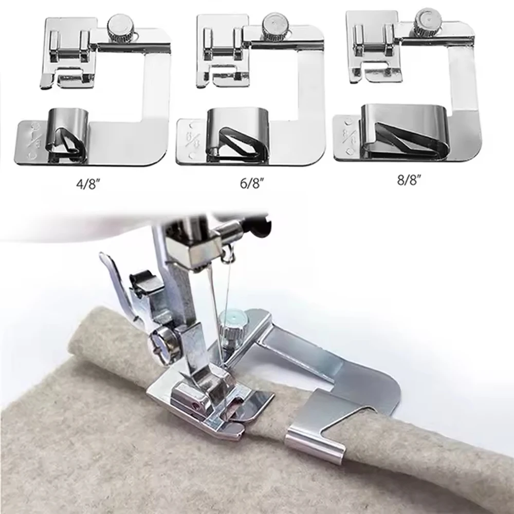 1PCS 13 19 22mm 국내 재봉틀 발 노루발 Brother Singer Sew 액세서리 용 압연 밑단 피트