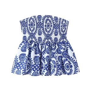 인쇄된 꽃무늬 자르기 탑 셔링 바스트 끈이 없는 캐미솔 프릴 바닥 여성 여름 의류