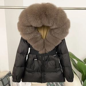 OFTBUY 2024 겨울 퍼퍼 자켓 여성 리얼 폭스 모피 후드 두꺼운 따뜻한 화이트 오리 다운 코트 여성 파카 방수 모피 자켓