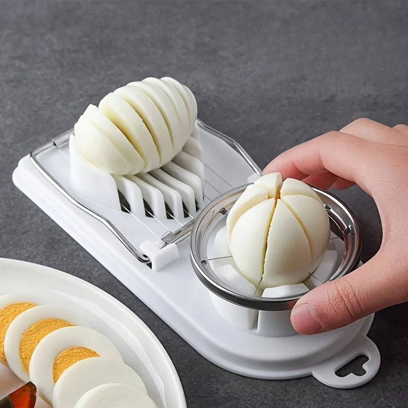 2-in-1 다기능 계란 슬라이서, 보존 계란/과일 커터, 모던 주방 도구, 내구성 있는 금속/플라스틱 소재, 간편한 슬라이스