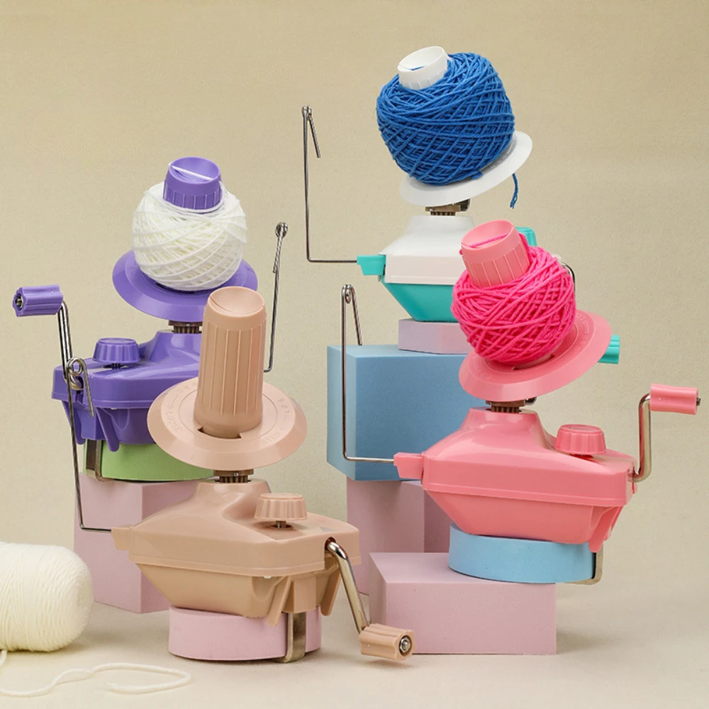 Zxiixz 1세트 손으로 돌리는 실 감는 기계 소형 수동 휴대용 실 흔들기 DIY 뜨개질 도구 실 볼 플레이어