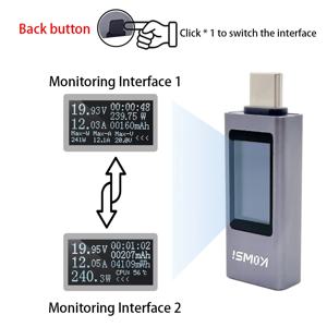 11 in 1 Type-C KWS2301 테스터 DC 디지털 전압 측정기 암페어 전압 측정기 전류 검출기 모바일 전원 충전기 표시기
