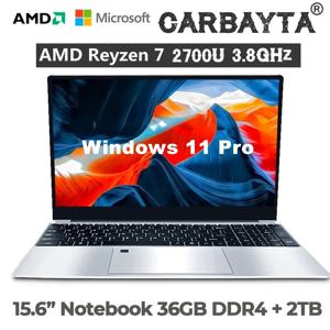 CARBAYTA AMD Ryzen 7 2700U 노트북 - 36GB RAM 2TB SSD 금속 본체 Bluetooth Windows 11 pro 게임용 IPS 휴대용 컴퓨터