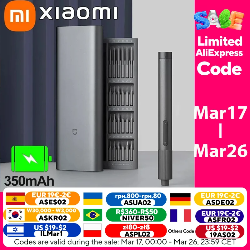 Xiaomi Mijia 전기 정밀 드라이버 마그네틱 키트 24 PCS 나사 헤드 전동 공구 세트 스마트 홈 PC 전화 수리