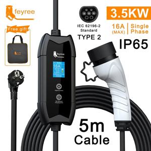 Feyree EV 충전기 Type2 16A 3.5kW 휴대용 충전 상자 5M 케이블 GBT 소켓 Type1 J1772 전기 자동차 차량용 충전기 어댑터