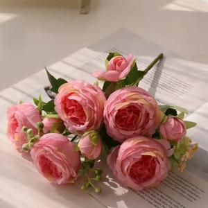 인공 꽃 모란 꽃다발 홈 룸 장식 웨딩 Diy 축제 실내 가구 스크랩북 분재 선물 Accessori