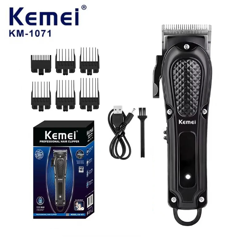 Kemei KM-1071 전기 이발기 UBS 충전식 무선 수염 트리머 남성용 강력한 전기 이발기 트리밍 도구