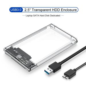 USB 3.0 MicroB 투명 외장 저장 케이스, SATA 5Gbps HDD SSD 하드 드라이브 인클로저 지지대 UASP, PC 노트북용, 2.5 인치
