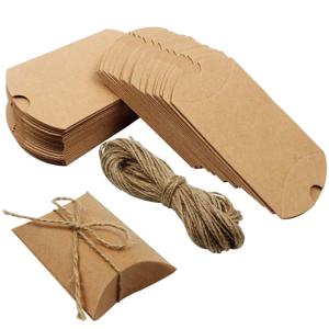 50PCS 크래프트 종이 베개 상자 웨딩 파티 선물 사탕 상자 홈 파티 생일 공급 종이 가방 선물