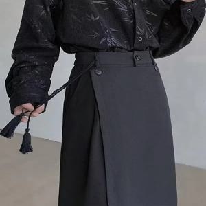 투웨이 웨어 캐주얼 와이드 레그 팬츠 스커트 다크 컬러 블록 루즈 스트레이트 컷 젊고 트렌디한 프린트 노아이론 처리 나인피스 팬츠