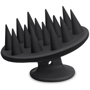 실리콘 샴푸 브러시 헤어 두피 마사지기, 길고 곱슬하며 두꺼운 모발용 길고 뻣뻣한 스파이크, 헤드 스크러버 두피 각질 제거제