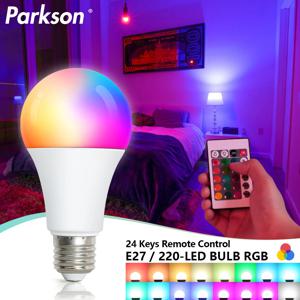 220V E27 RGB LED 전구 Bombillas LED 5W 10W 15W IR 원격 제어 변경 가능한 다채로운 RGBW Led 램프 스포트라이트 전구