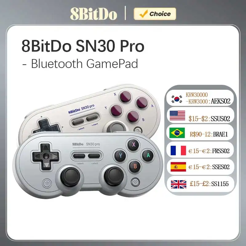 8Bitdo SN30 Pro 블루투스 게임패드 (닌텐도 스위치 2용) 무선 게임 컨트롤러 조이스틱 (NS, MacOS, 안드로이드, Steam, 라즈베리 파이 지원)