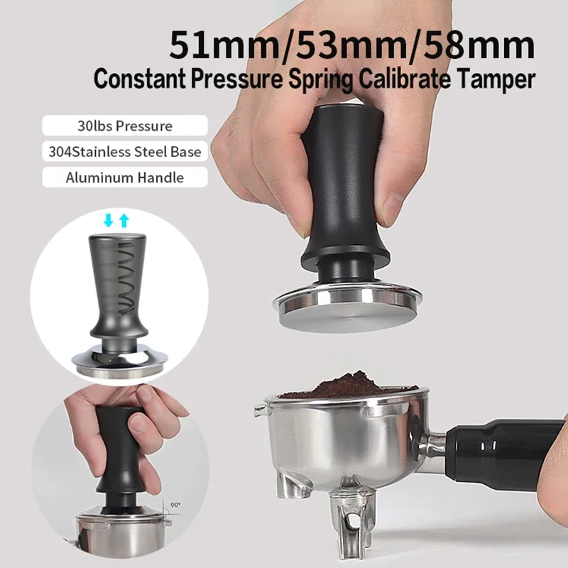 커피 탬퍼 일정 압력, Delonghi Breville 에스프레소 머신 액세서리, 바리스타 도구, 51mm, 53mm, 58mm 보정 30Lbs