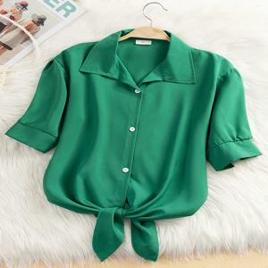 2025 새로운 여성 탑 패션 여성 여름 쉬폰 블라우스 반팔 캐주얼 셔츠 화이트 Ropa Mujer Blusas Feminino