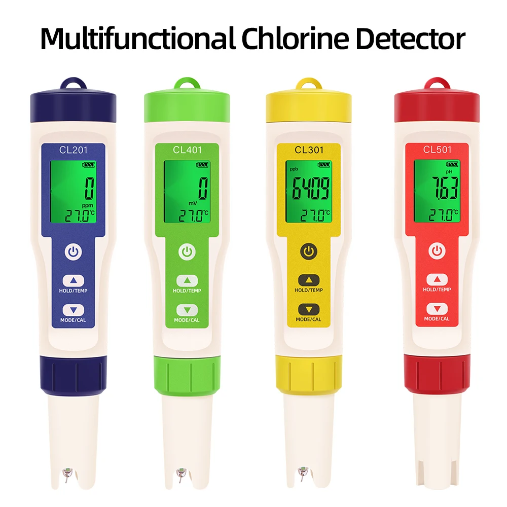 5 in 1 염소 측정기 펜 수질 감지기 PH H2 ORP TEMP CL2 테스터 다기능 스파 수영장 염소 모니터