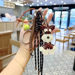 귀여운 슈나우저 미우 스타일 핸드백 펜던트, 수제 개 펜던트, DIY 키 체인, 틈새 테니스 등산 로프 핸드백 펜던트