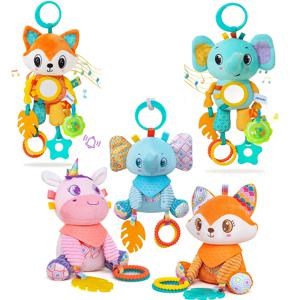부드러운 크링클 소리 나는 감각 학습 장난감 유모차 카시트 아기 침대 여행용 봉제 동물 풍경 벨 소리와 치발기 남아 여아용
