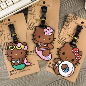 Sanrio 헬로 키티 블랙 스킨 만화 수하물 태그 러블리 탑승 여행 수하물 액세서리 하와이 스타일 장식 선물